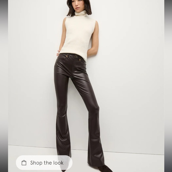 Veronica Beard Pants - Veronica Beard Dark Brown Faux Leather Flare Pants
